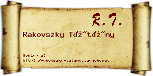 Rakovszky Tétény névjegykártya